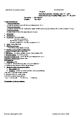 Giáo án phụ đạo Tiếng anh lớp 8 - Năm học 2015-2016 - Trường THCS An Thanh